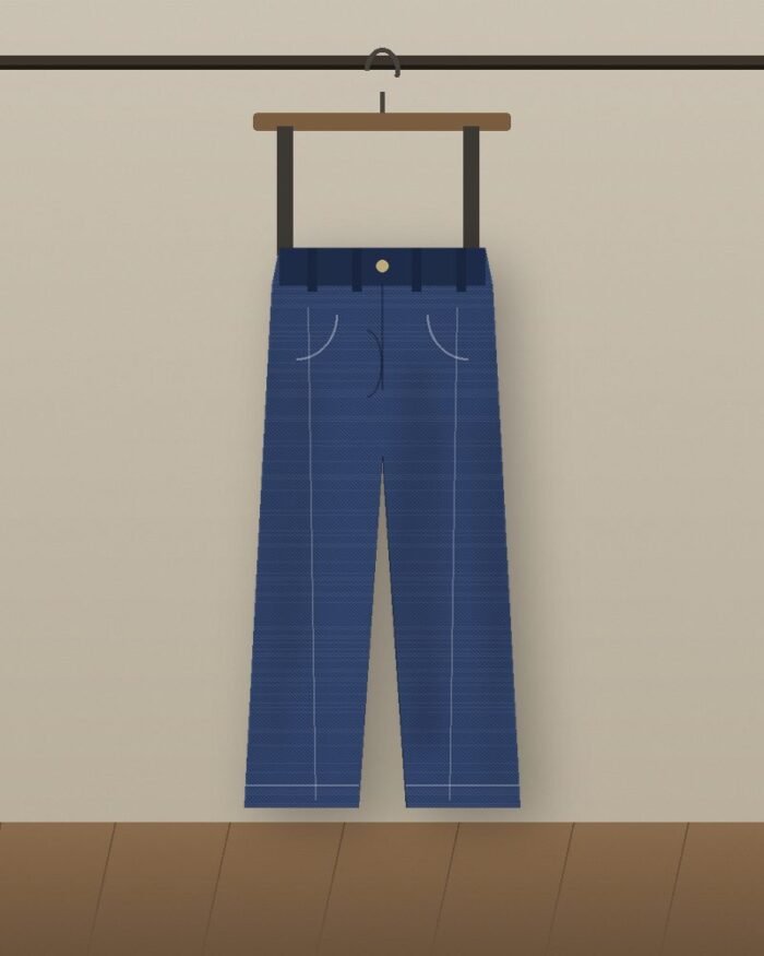 The Breaker Pant in Washed Denim — on model