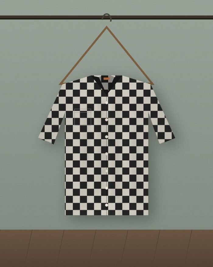 The Harbor Shirt in Mono Buffalo Check — on model