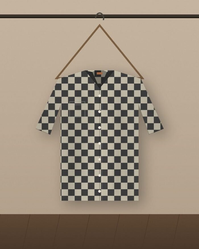 The Ward Shirt in Graphite Check — on model